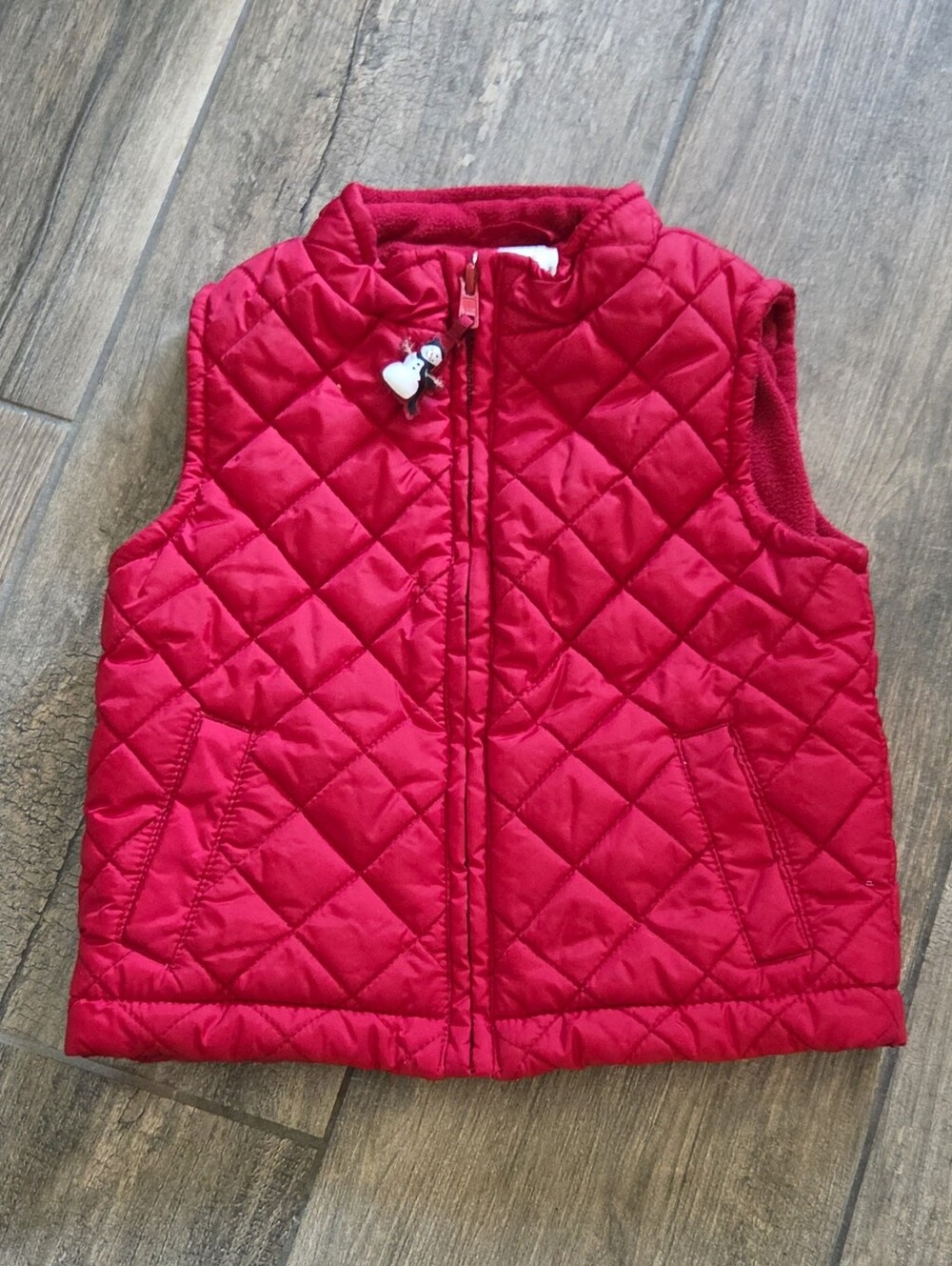 Gymboree EUC 12-24 Months Red Quilted Snowman Vest